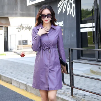 

Real Genuine Leather Jacket Sheepskin Coat Spring Elegant Women Clothes 2020 Korean Female Jacket Windbreaker Trench Coat ZT2183