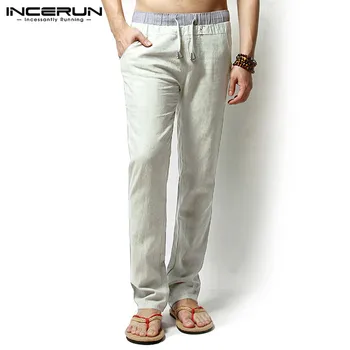 

INCERUN Casual Pants Men Cotton Joggers Streetwear Drawstring Patchwork High Quality Fashion Long Pants Trousers Men 2020 S-3XL