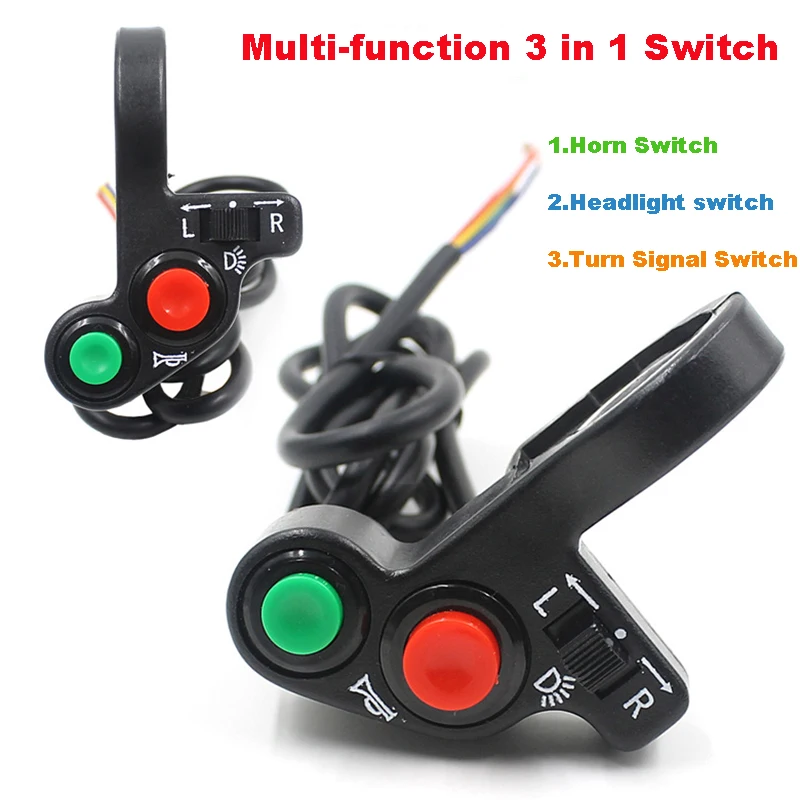 

3 in 1 Motorcycle Switch 7/8inch 22mm Handlebar Headlight Horn Turn Signal On/Off Light Button Switch Motorcycle Accessories
