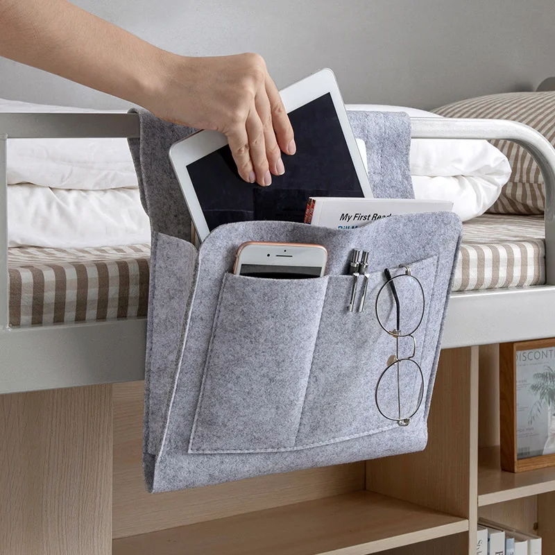 Organizador de fieltro para cama, bolsa colgante lateral para cama