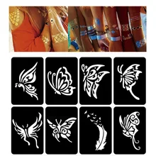 20 шт маленькие трафареты для блестящих татуировок случайный дизайн роспись по телу трафарет хна тату трафарет многоразовая наклейка шаблон для рисования