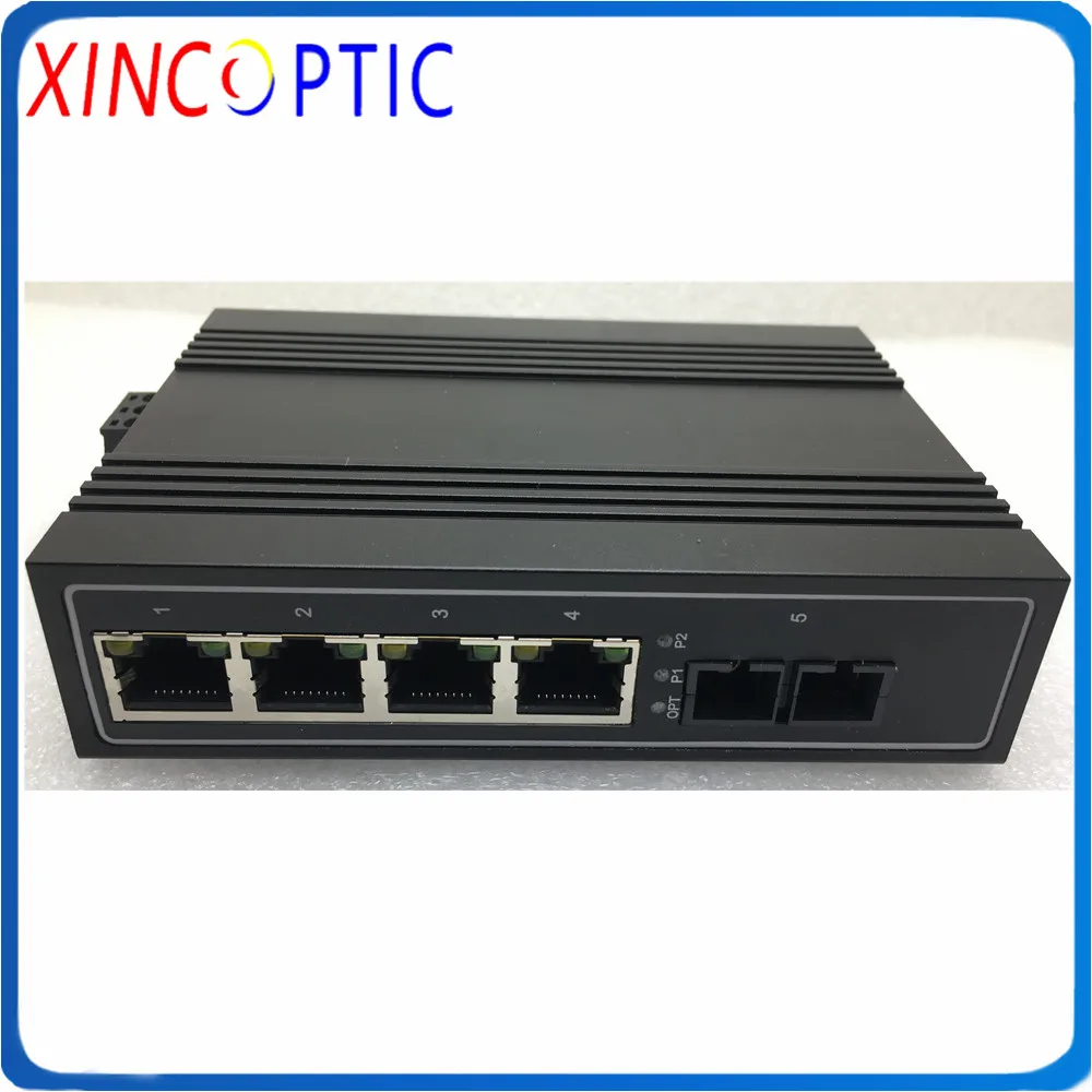 4POE IEEE802.3af/at + 1 одно волокно SM 1310 нм 20 км SC 100 м промышленный PoE