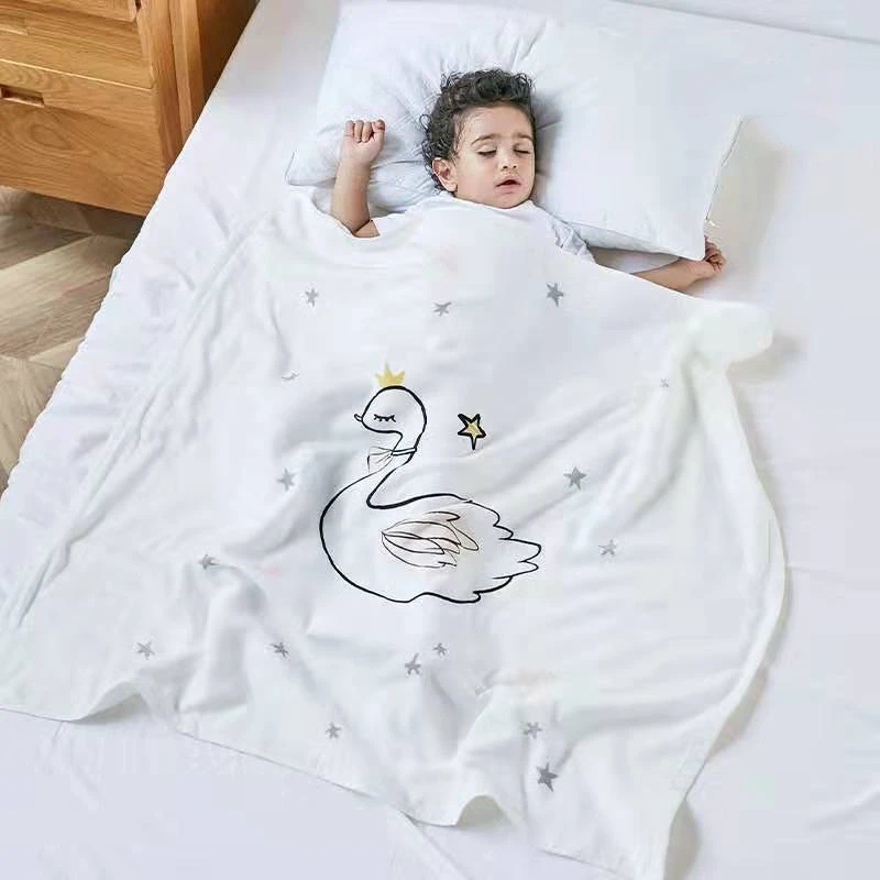 Детское банное полотенце, хлопок, ежемесячные мягкие одеяла, одежда для мальчиков и девочек, фламинго, вещи для новорожденных, одеяло, Cobertor Infantil Inbakeren - Цвет: Swan