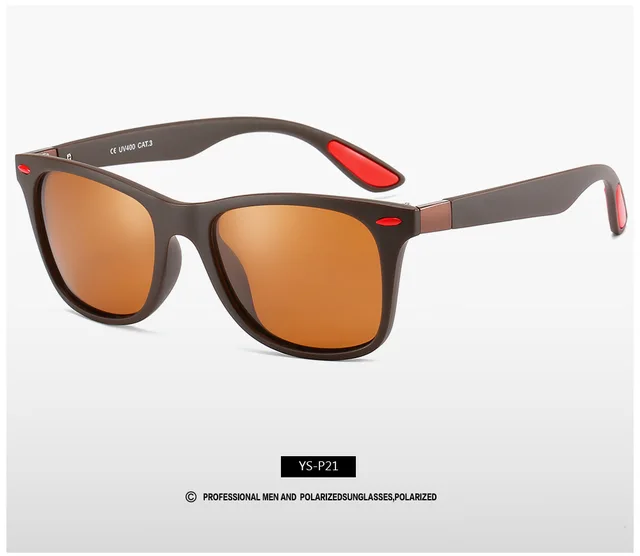 Polarized Men  Sunglasses Fashion Brand Designer Women Driving Square Frame Sun Glasses Male Goggle Shades Coating Mirror Female Tea