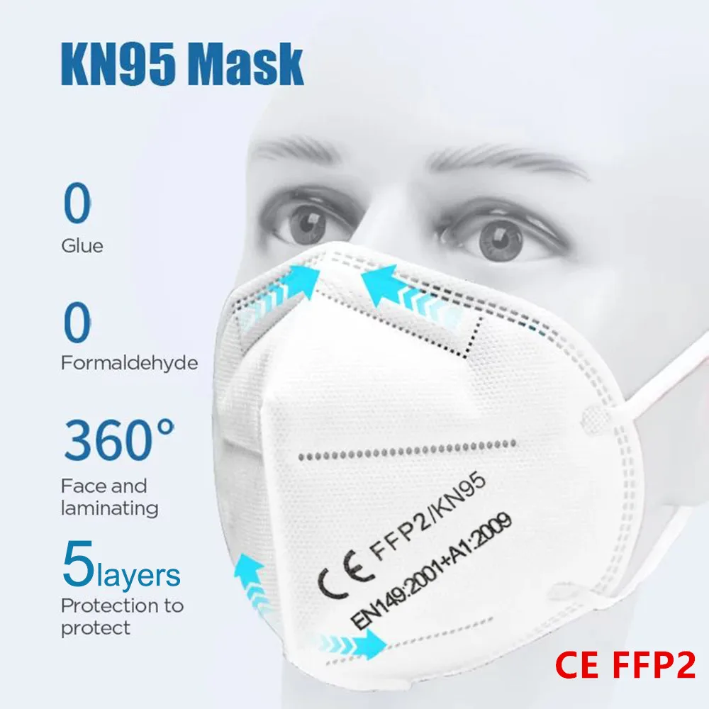 Многоразовый респиратор KN95 маска для лица дышащие маски FPP2 Сертифицированные CE