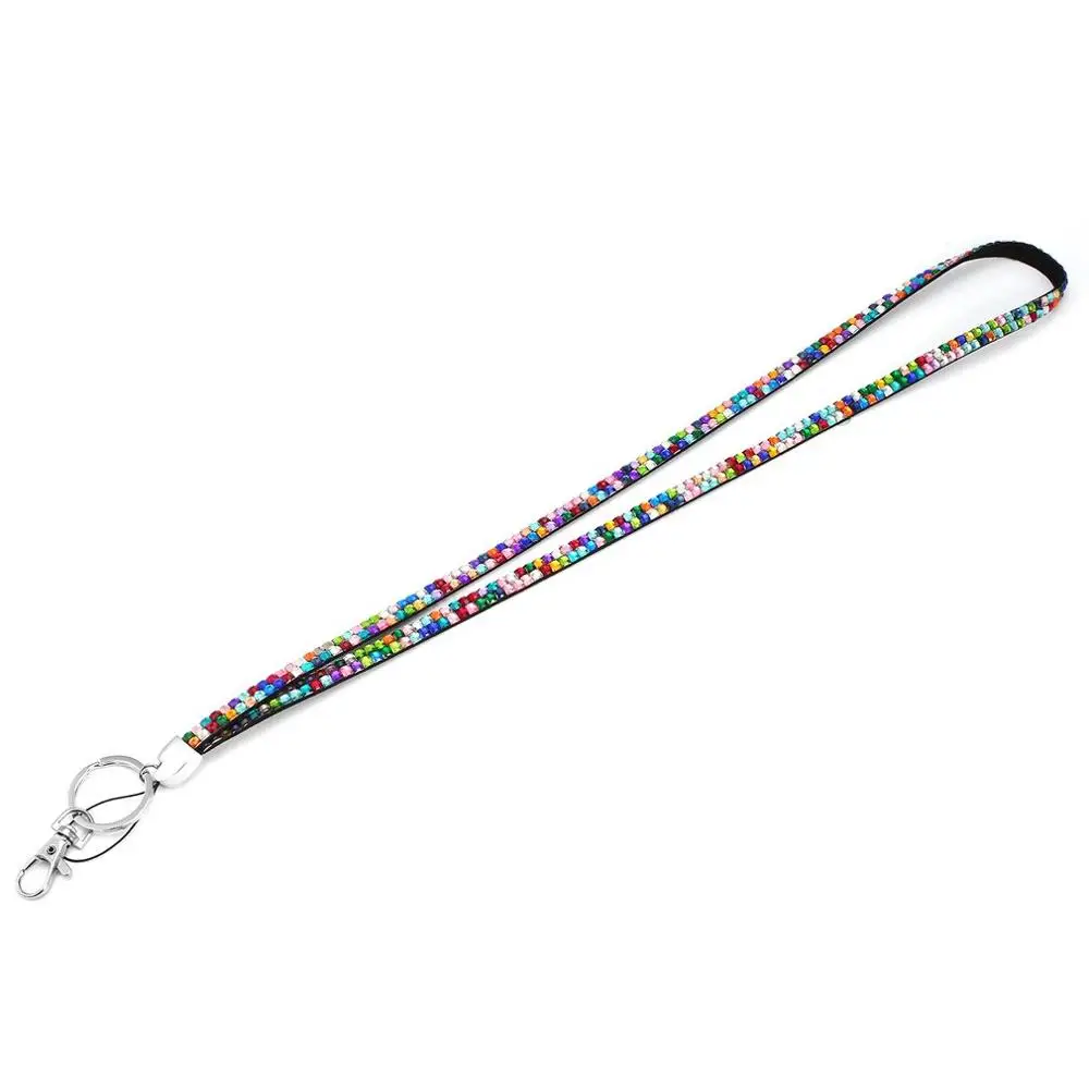 Multicolor Унисекс Украшенные стразами Bling шейный ремешок на заказ и удостоверение личности мобильного телефона, ключа Держатель Кольцо для Повседневное Спорт - Цвет: Multicolor