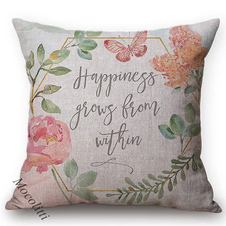 Nordic Valentine's Day Water Color Flowers And Letters For Love Decoration Sofa Throw Pillows Cotton Linen Square Cushion Cover M192-7