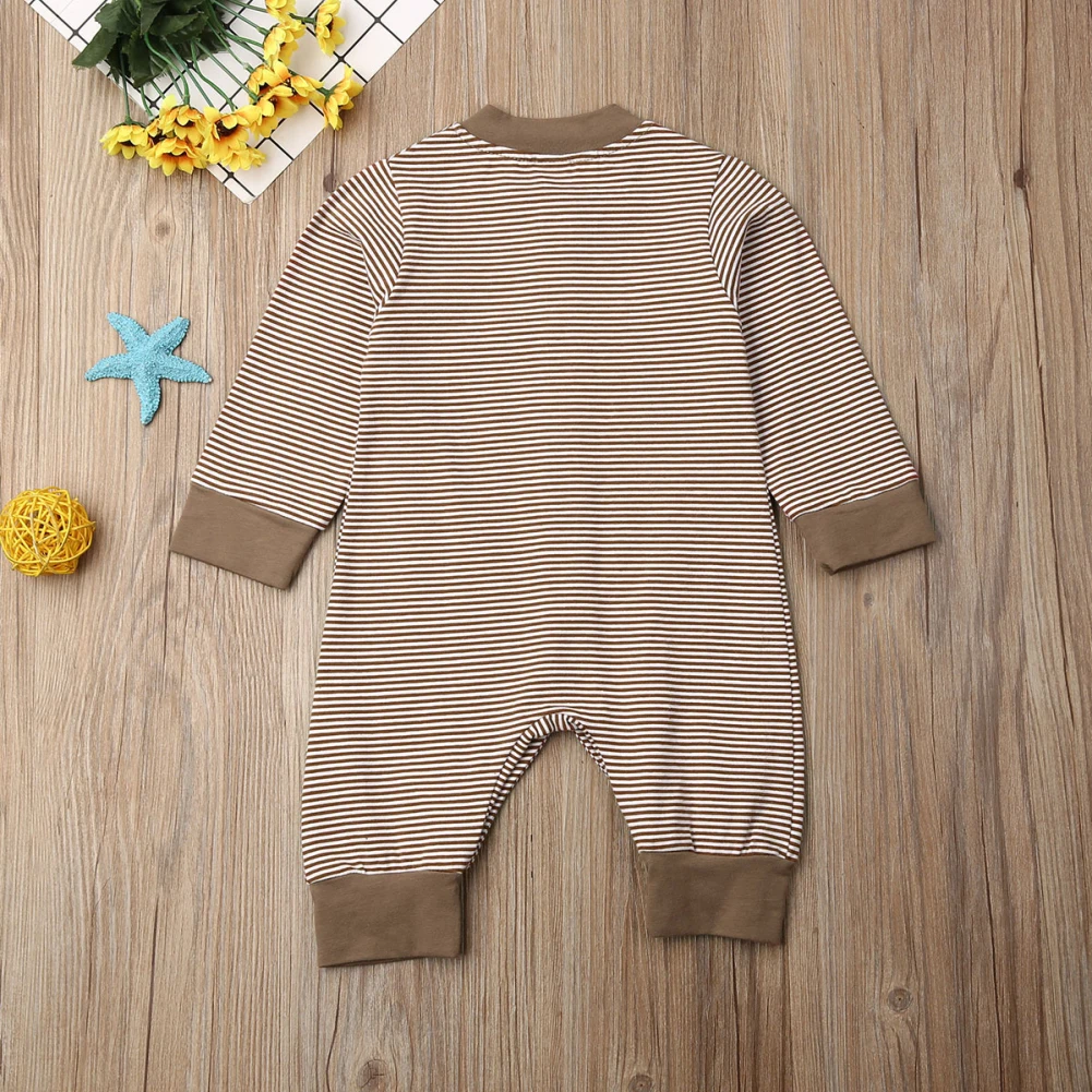 0-18M Newborn Baby Boy Girl Long Sleeve Striped Cotton Romper Jumpsuit Playsuit Outfits Baby Clothes