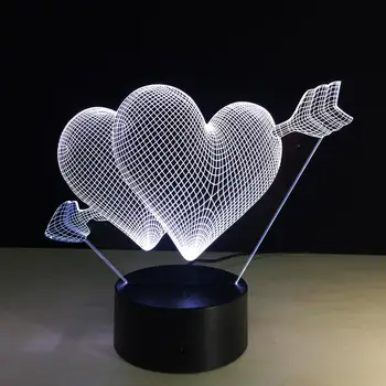 

Table Lamp 3D Decoration Atmosphere Valentine Wife Gift Acrylic 3D LED Light Creative Colorful Indoor Lighting 7 Colors