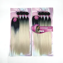 Ombre Blonde Color Yaki Straight Synthetic Bundles With Lace Closure For Black Woman 20 INCH T1b613 Amazing Yaki 4pcs