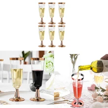 6 шт./лот, 150 мл, одноразовые бокалы с серебряным краем, Пномпень, бокал для вина из розового золота, бокал для вина, бокал для мороженого, вечерние принадлежности