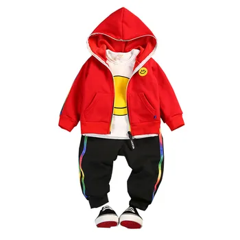 

Boys Spring Autumn Clothes Suit Kids Cartoon Longsleeve T-shirt+coat +pants 3pcs/SET Sports Suits Boys Children Boys Tracksuit