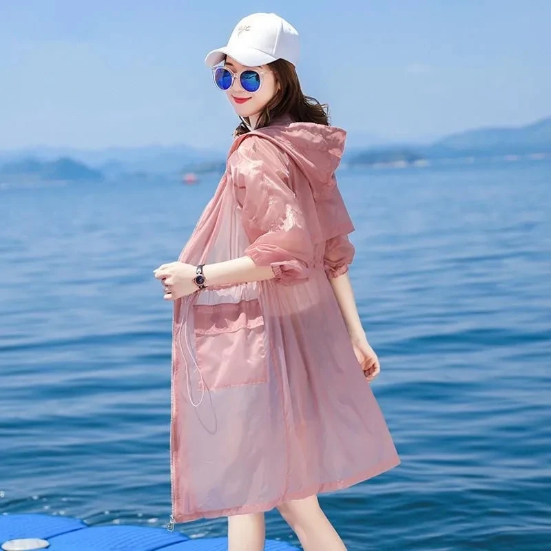 Sun-Proof Clothing Women's UV Summer 2023 Anti-Ultraviolet Sun Protection Clothing Female Coat Femme Long Jacket Hooded Tops