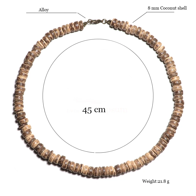 Mens Wooden Necklace Natural Wenge Wood Disc Beads