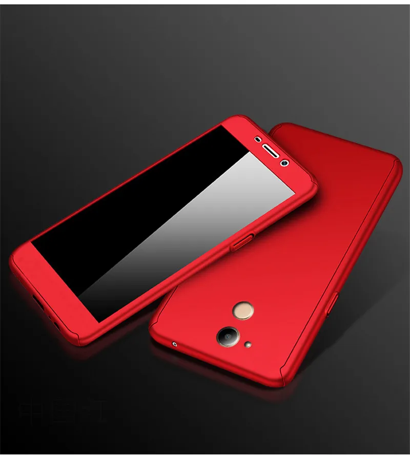 Чехол с полной защитой на 360 градусов для huawei Honor 6C Pro Honor 10 Lite Y9, чехол для Honor 8x 6X 7X 5X, чехол+ закаленное стекло - Цвет: Red