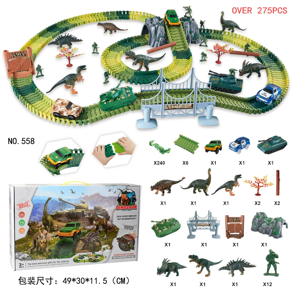 

Dinosaur Model DIY Assembled Electric Dinosaur Camera Track Children'S Educational Fight Inserted Large Set Camera Track 275PCS