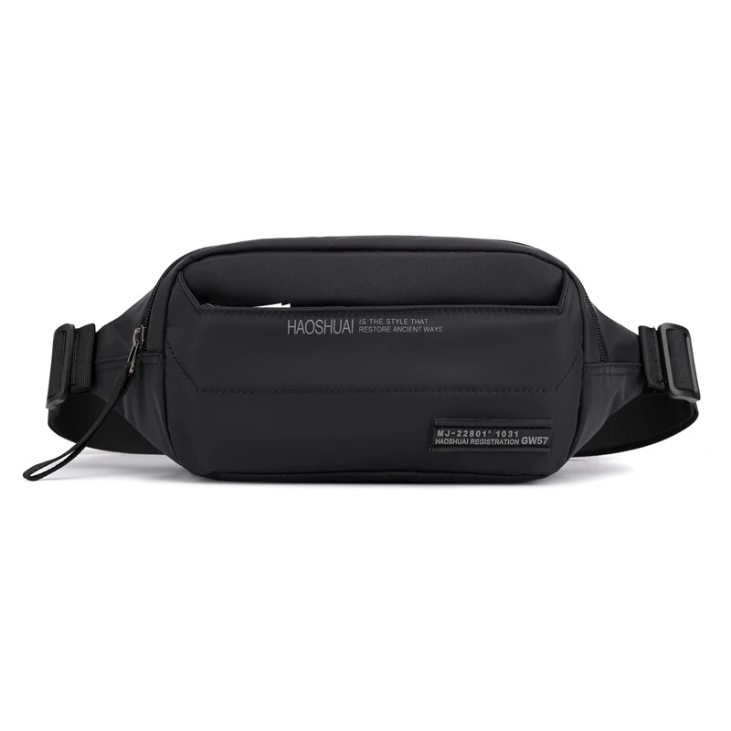 Мужская нейлоновая поясная сумка, поясная сумка, высокое качество, водонепроницаемые сумки через плечо, набедренная сумка, большая вместительность, модная поясная сумка, сумки на плечо - Цвет: Black  waist bag