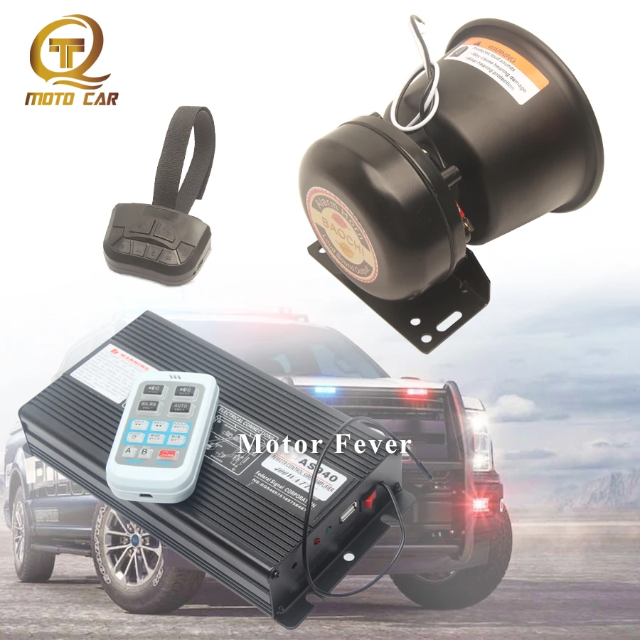 

Universal Auto Alarm Horn Siren Electric Horn for Car Wireless Megaphone Speaker 400W MIC System Police Siren Tone Sound Truck