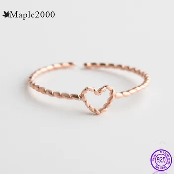 

rings for women 925 sterling silver Heart-shaped adjustable rings fashion silver ring female finger popular manual jewelry gift