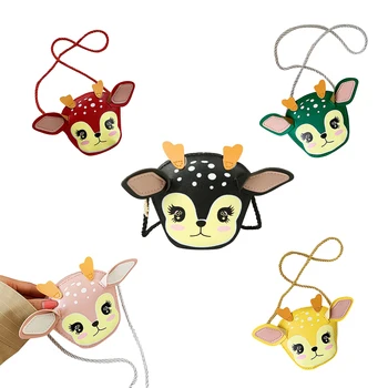 

Little Girls Messenger Bag Lovely Cartoon Deer Crossbody Purse Small Leather Handbag with Long Strap