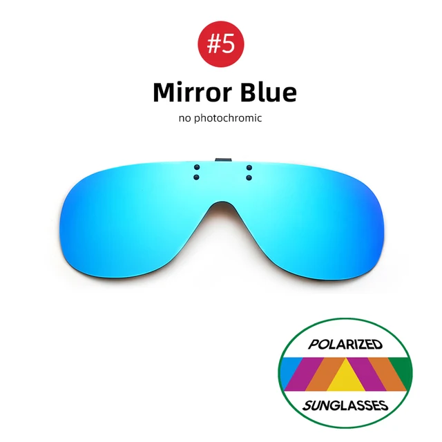 VIVIBEE Rimless Flip Up Clip On Sunglasses Men Driving UV400 Polarized Mirror Blue Lens Fishing Big Size Fancy Design Eyeglasses 5 Mirror Blue