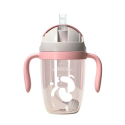 3 in 1 Child Water Bottle Baby Sippy Cup Anti-choked Kids Learning Drinking Leakproof Cup with Spout/V-Straw/Sling