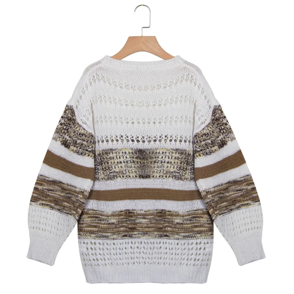 Женский свитер, повседневные полосатые трикотажные свитера с круглым вырезом Maglione, женский свитер с длинным рукавом, Свитера maglioni donna invierno L911