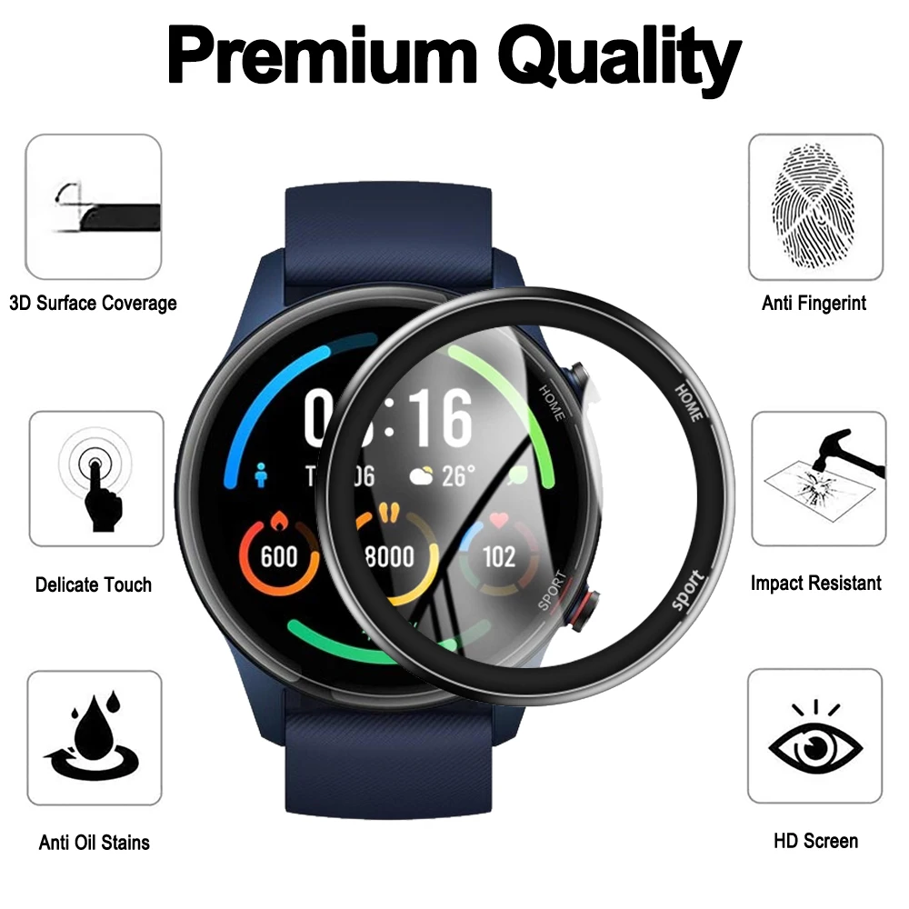3D Soft Fibre Glass Protective Film Cover For XiaoMi Watch Color Sports Full Screen Protector Case for Mi Watch Global Version