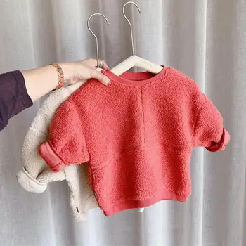 

Kids Pullovers Sweatshirt 2020 Winter New Baby Girl Fleece Warm Tops Fashion Boys Plus Velvet Warm Sweater