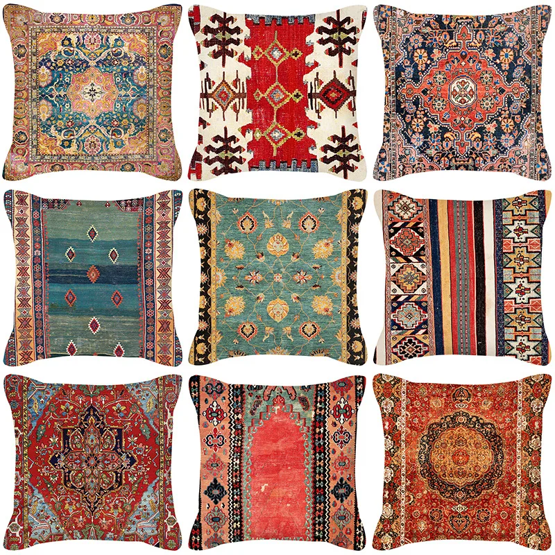 Pillowcase Cover Turkey Style Persian Linen Carpet Painting Cushion For Sofa Bedroom Home Decor Pillow Cases 45x45cm | Дом и сад