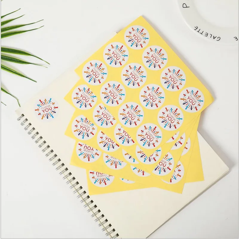 

120pcs/lot Thank you colored printing sticker package seal sticker Round Code Stickers Scrapbooking Self Adhesive Sticky Labels