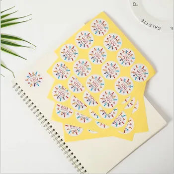 

120pcs/lot Thank you colored printing sticker package seal sticker Round Code Stickers Scrapbooking Self Adhesive Sticky Labels