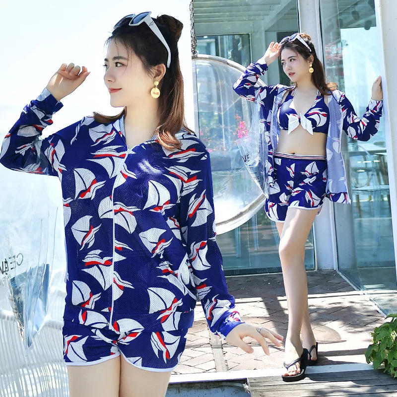 

San yuan se New Style Bathing Suit Fashion & Sports Casual Split Type Boxer Three-piece Set Underwire-Bathing Suit 107