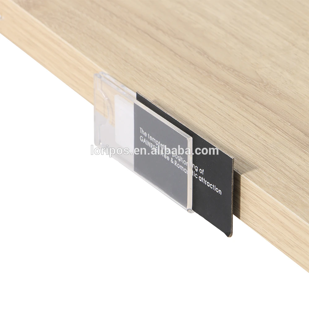 Custom Size Shelf Edge Talker Adhesive Price Tag Sleeve Logo Number Name Info Card Display Holder Rack Sign Clip Frame Case