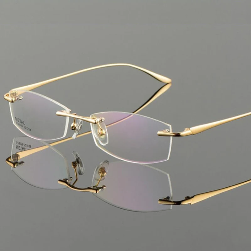 

Cubojue Titanium Glasses Men Rimless Spectacles for Optic Receipt 1.61 1.67 Index MR-8 Strong Lens Progressive Anti Blue Light