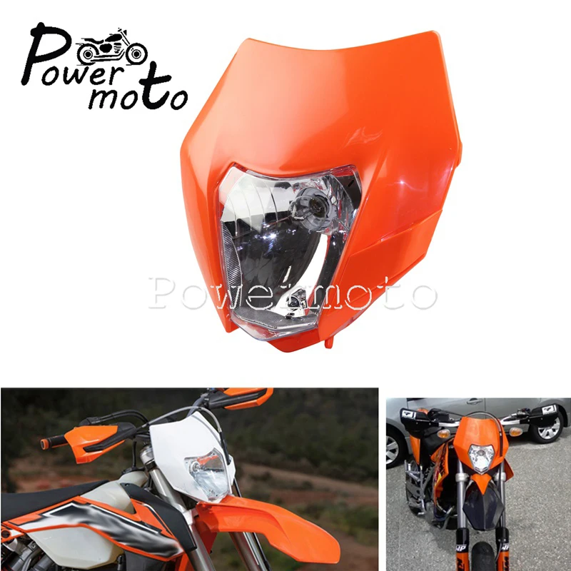 Мотоцикл оранжевый головной светильник 12V 35W Dirt Bike Двойной Спорт Фары супермото