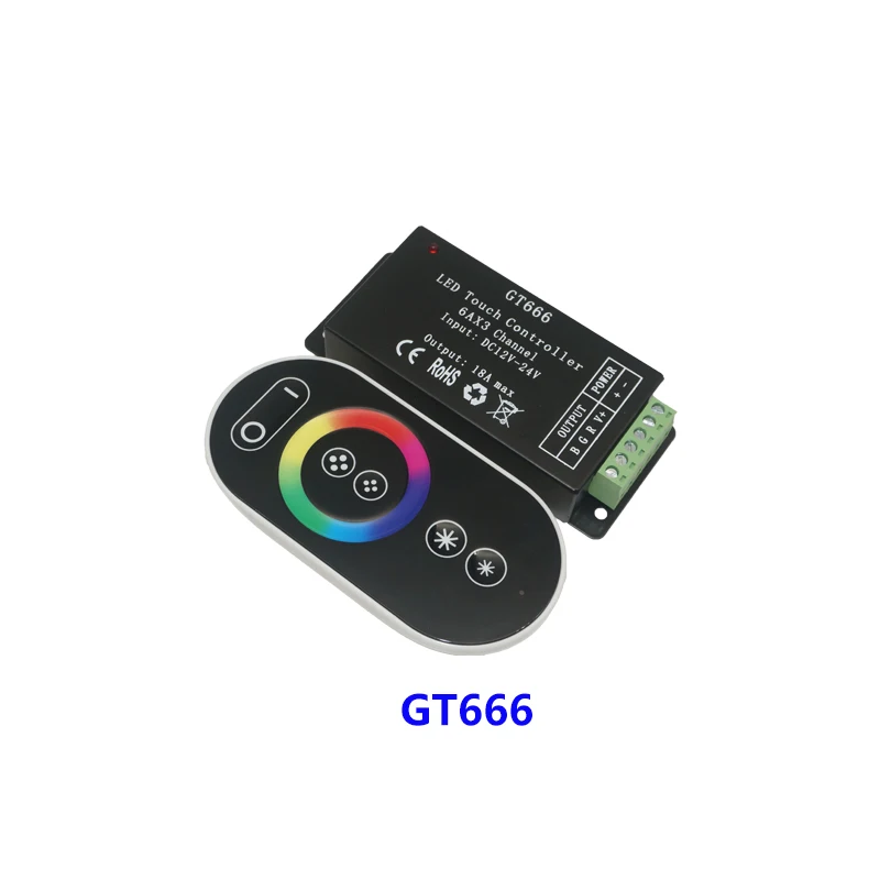

GT666 DC12-24V 6Ax3channel RBG RF Controller Touch led Controller for 5050 RGB led strip lights