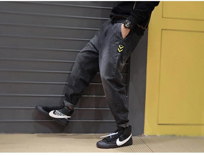 Fashion Streetwear Men Jeans Loose Fit Patch Designer Denim Cargo Pants Men Harem Jeans Vintage Retro Hip Hop Jogger Jeans Homme