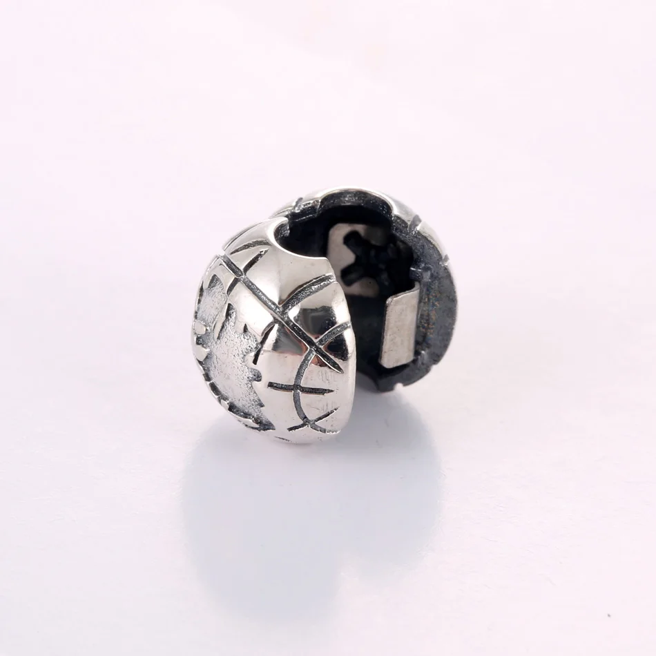 S925 серебро DIY клип Ювелирные изделия мира Глобус пробки Шарм fit Pandora браслет подарок для девочки