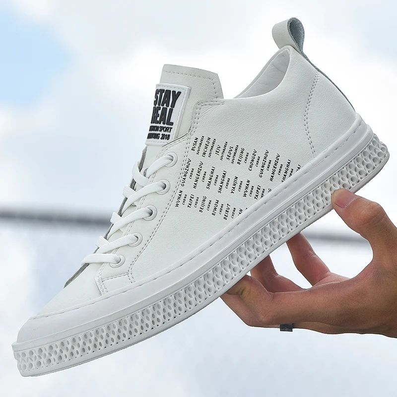 

Mens casual shoes men leather winter boots 2019 New luxury brand black sneakers designer shoes