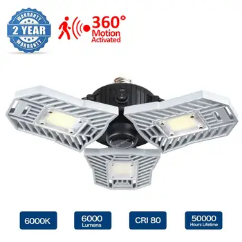 

Garage Lighting 60W 6000 Lumens Three Leaf Garage Light Super Bright Led Lights Deformable Led Garage Ceiling Lights for Barn