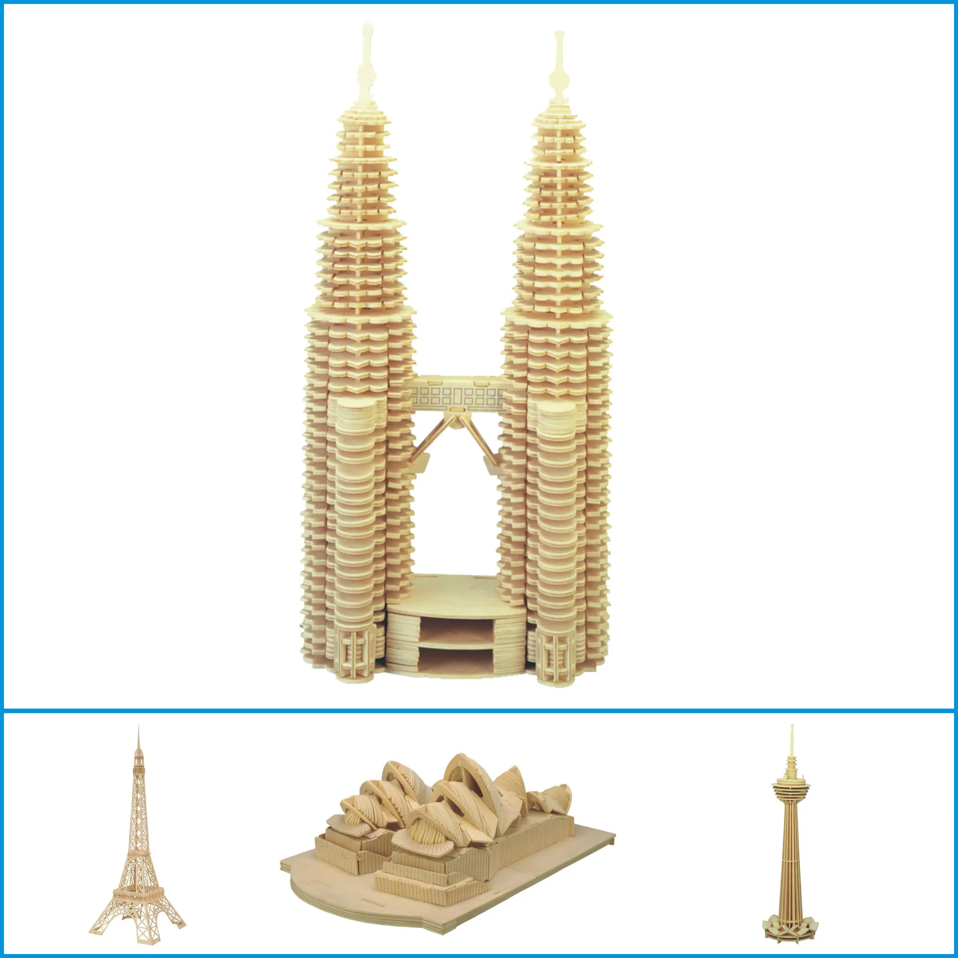 

Twin Towers Upset 3D Wooden Model DIY Assembled Handmade Educational 3D Puzzle Model