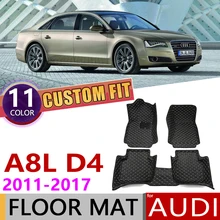 Изготовленный На Заказ автомобильный кожаный коврик для Audi A8L A8 L D4 4H 2011~ 4 мест Авто коврик для ног Аксессуары для ковров 2012 2013