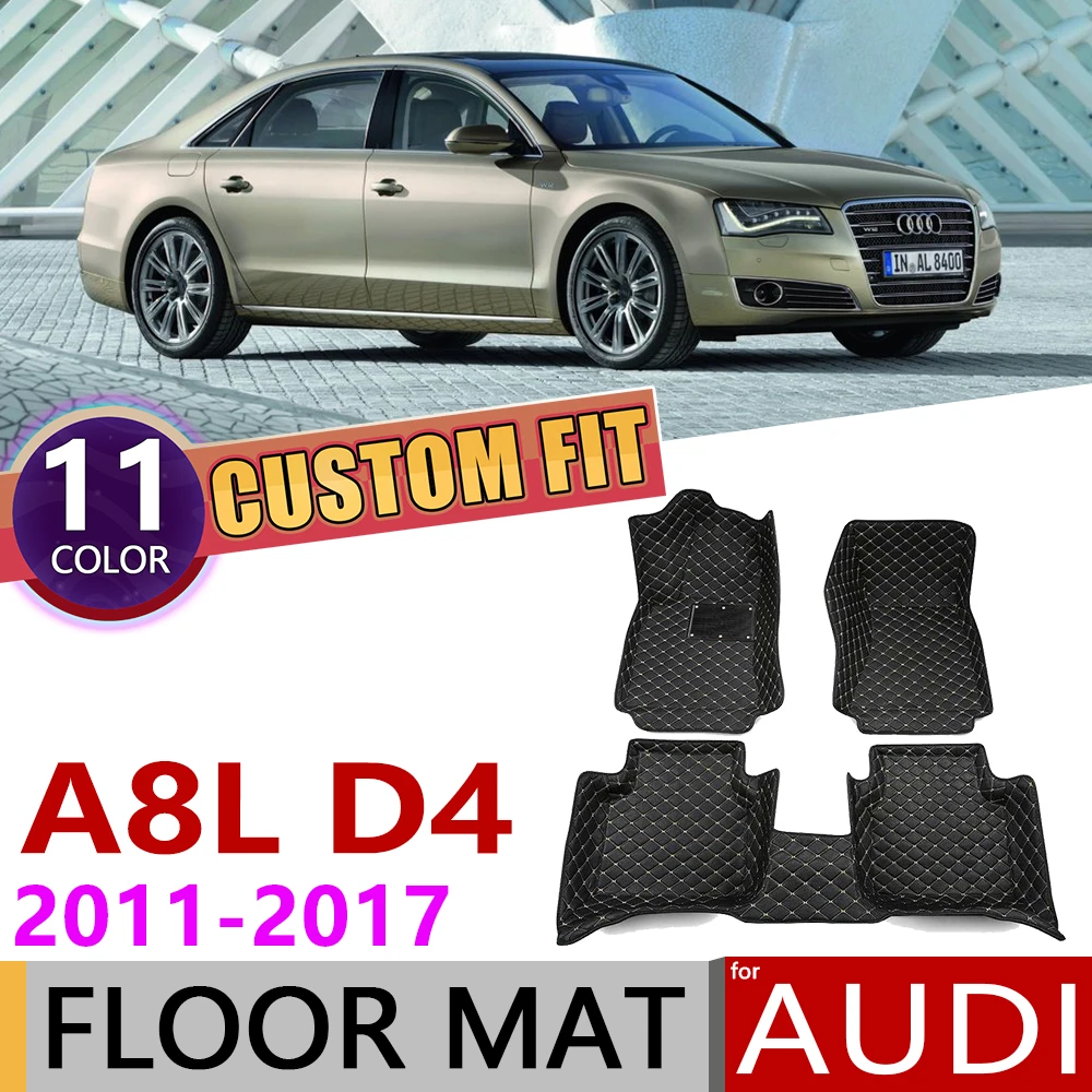 

Custom Car Leather Floor Mat for Audi A8L A8 L D4 4H 2011~2017 4 Seats Auto Foot Pad Carpet Accessories 2012 2013 2014 2015 2016