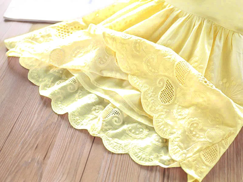 2022 New Girls' Dresses Children'S Summer Cotton Embroidered Hollow Dress Baby Kids Clothing Cute Ruffled Round Neck Vest Dress images - 6