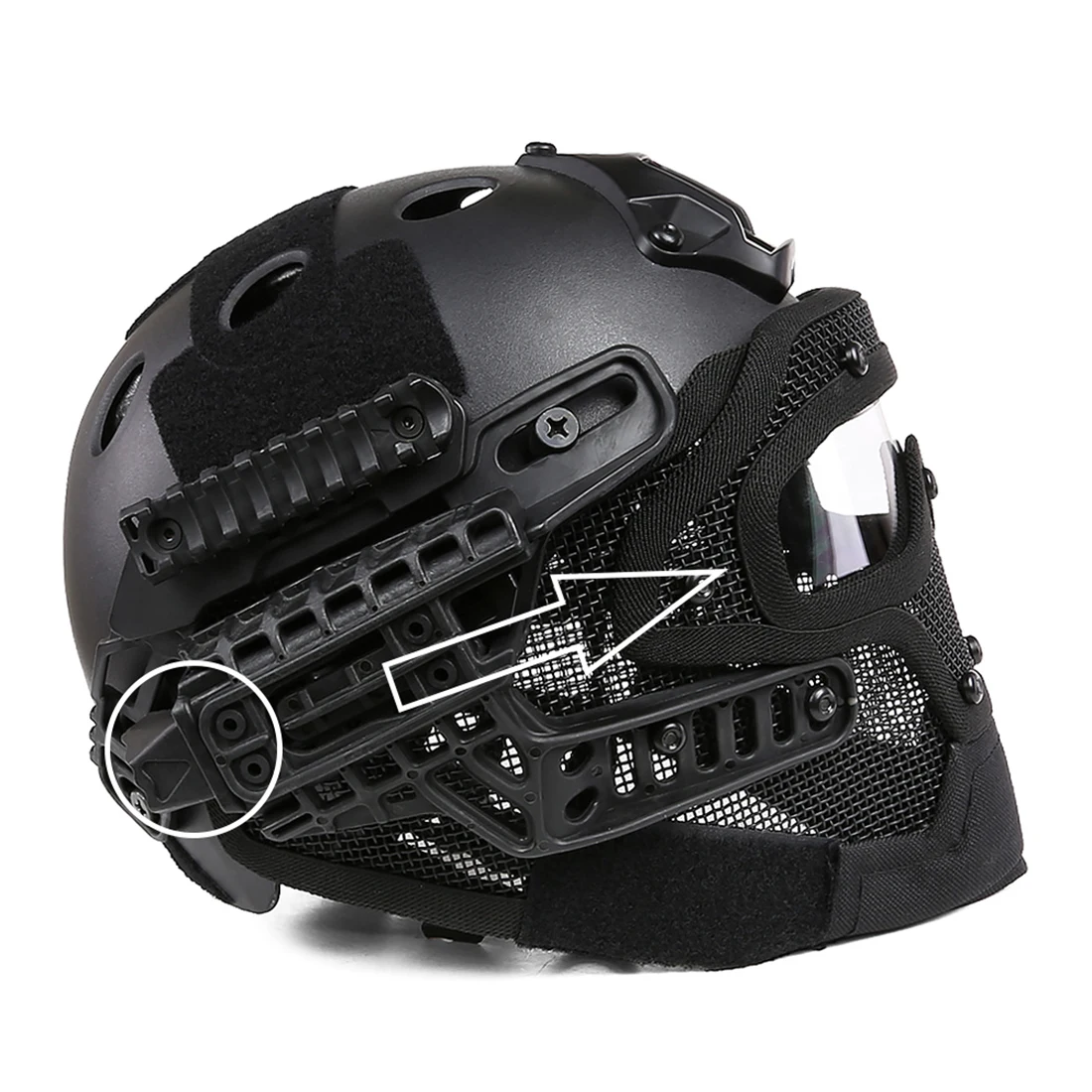 

Surwish Steel Wire Protective Fast Helmet Suit For Outdoor Games/for Airsoft Outdoor Activity - Black