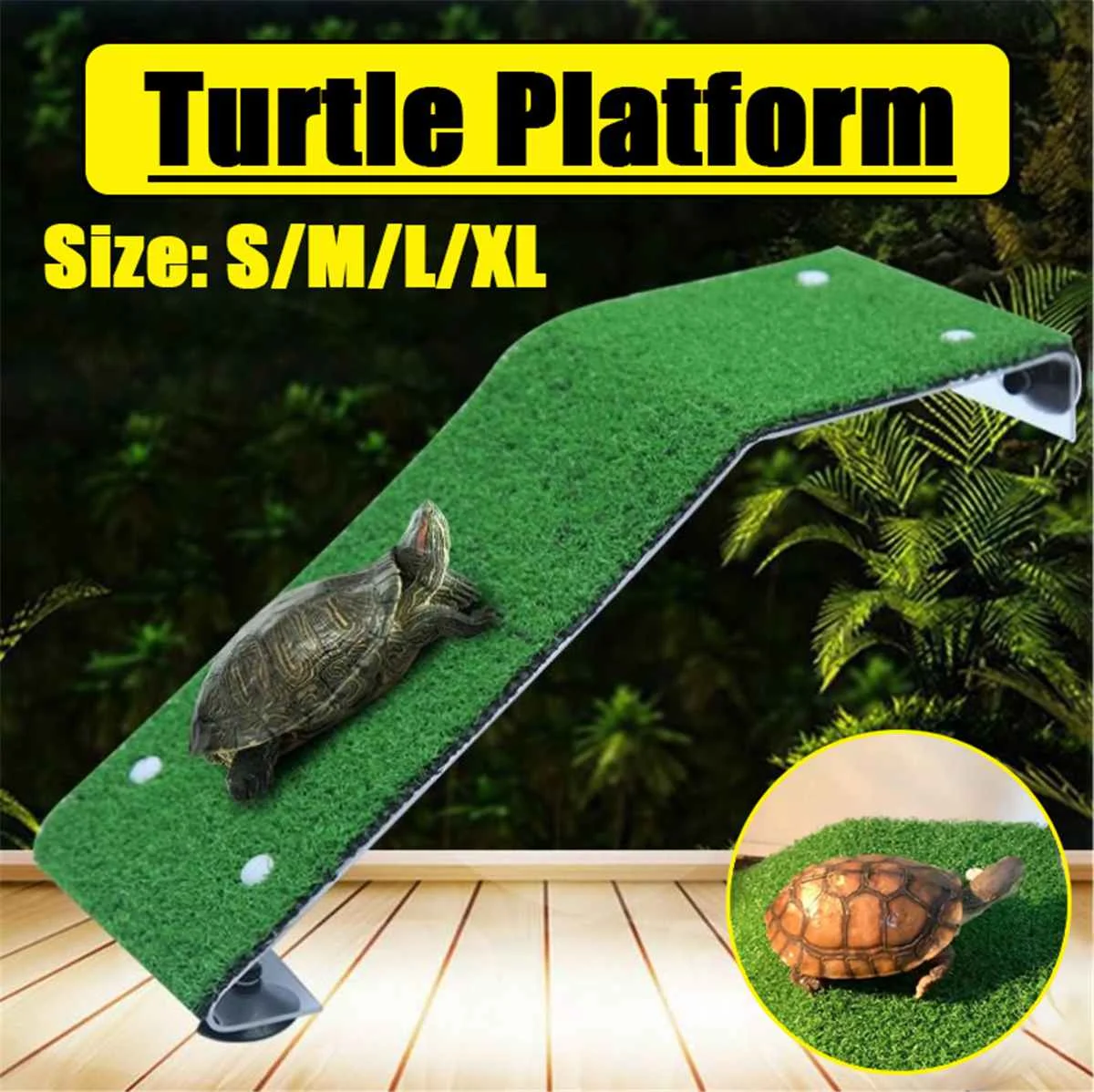 Plataforma de descanso de tortuga para decoración de Acuario, acuarios acrílicos de Isla Tortuga, secado de musgo, césped simulado para terraza