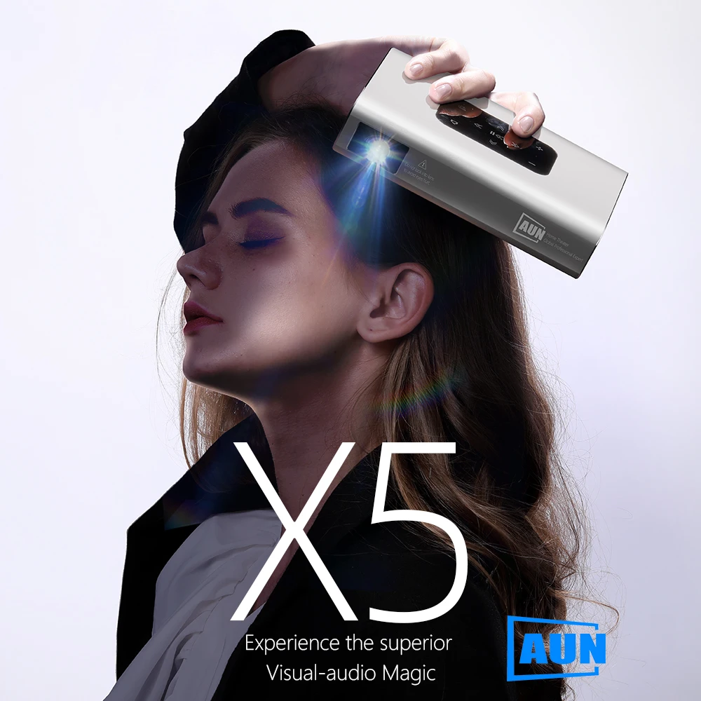 Aun projetor x5 4k android wifi 3d 10500mah bateria 300 polegada 1080p dlp mini portátil vedio projetor smart tv laser beamer hdmi-2