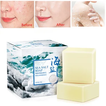 

100g Sea Salt Soap Cleaner Removal Pimple Pore Acne Treatment Moisturizing Goat Milk Soap Face Care Wash Basis Soap