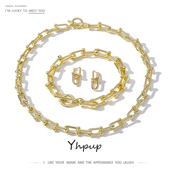 

Yhpup 2020 Gold Necklace Bracelet Bangle Jewelry for Women Statement Collar Necklace Chain Bracelet Charm бижутерия Gift 2020